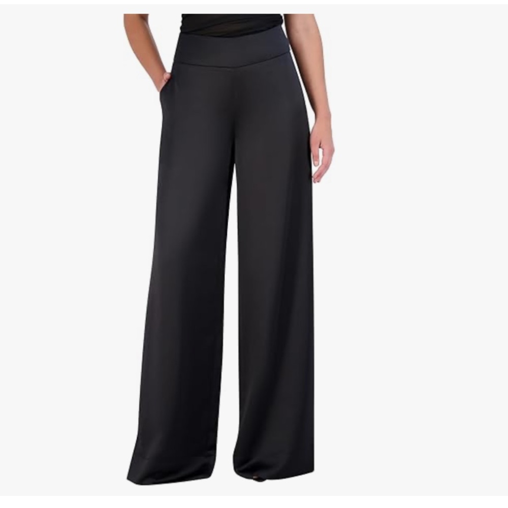 NWT BCBG MAXAZRIA Wide Leg Silky Black Pants - Size 2 - Picture 4 of 12